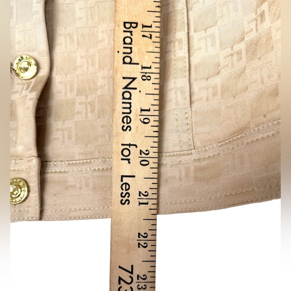 St John Vintage Women Size 2 Tan Logo Cotton Viscose Jacket Pants Set Gold - Picture 6 of 16
